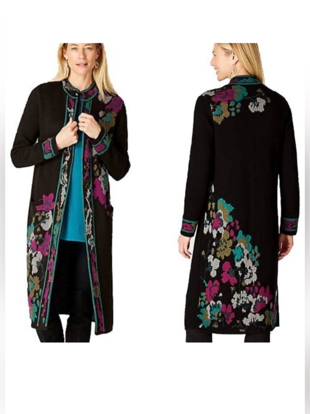 J. Jill Trailing Flowers
Jacquard Topper Floral Duster
Sweater Coat Cardigan L